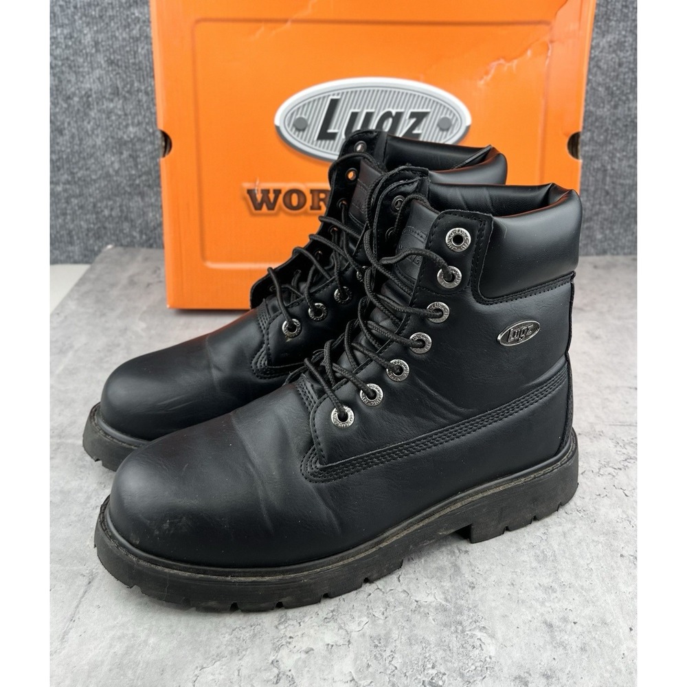 Lugz Drifter 6" Steel Toe Boots Men's Size 7.5 Worn Once Black Leather